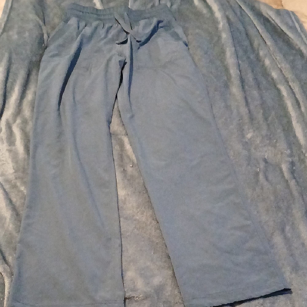 Blue Wide-Leg Pants Track Pants